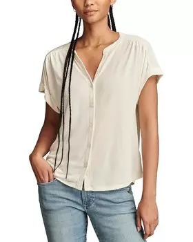 Топ Lucky Brand Sandwash Short Sleeve Button Front Top, цвет Whisper White