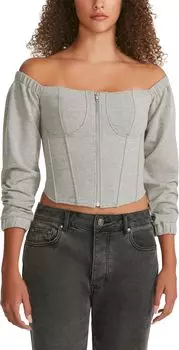 Топ Madden Girl Cropped Corset Top w/ Center Front Zipper, серый