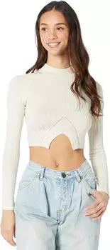 Топ Madden Girl Mock Neck Cutout Front Pullover, цвет Almond Milk