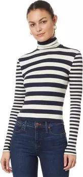 Топ Madewell Cropped Turtleneck Top in Contrasting Stripe, цвет Stripe Mixy Deep Indigo