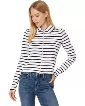 Топ Madewell Grill Long Sleeve Zip Top Stripe, цвет Winter White