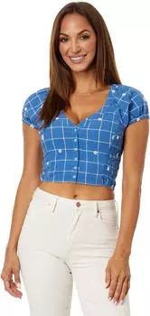 Топ Madewell Monika Top with Blue Windowpane, цвет Hermitage Blue