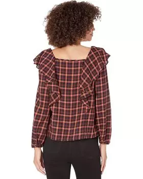 Топ Madewell Plaid Ruffled Square-Neck Crop Top, цвет Stacked Check Almo
