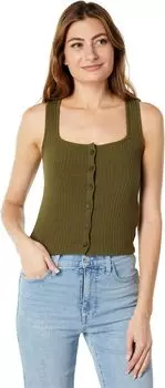 Топ Madewell Ribbed Button-Front Crop Tank, цвет Loden