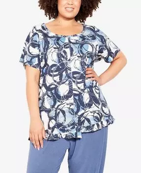 Топ Mae с рюшами и принтом больших размеров Avenue, мультиколор