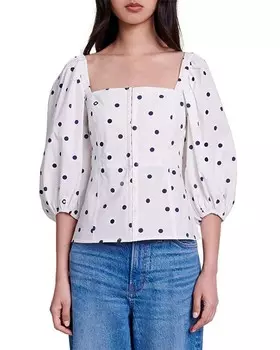 Топ Maje Lanina с принтом в горошек, синий