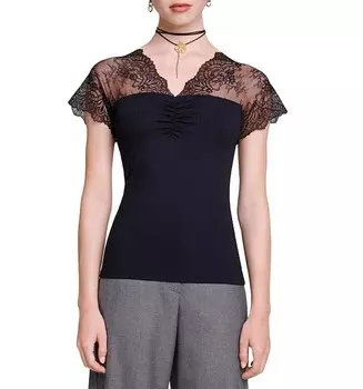 Топ Maje Liliona с кружевной отделкой, черный