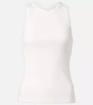 Топ-майка из хлопкового джерси с аппликацией Bottega Veneta, Chalk