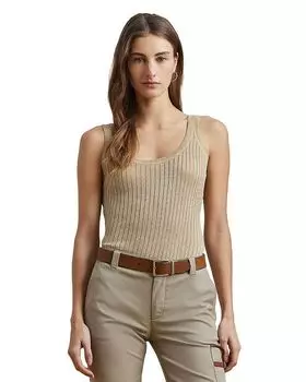 Топ-майка из трикотажного свитера с металлическим узором Ralph Lauren, золотой