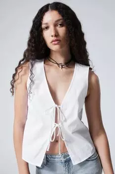 Топ-Майка, облегающий фигуру Weekday, белый