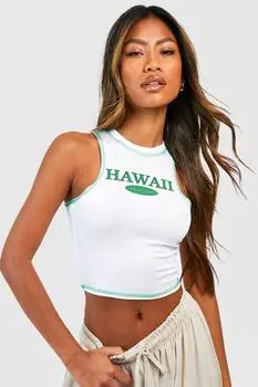 Топ-майка racer с контрастными швами hawaii Boohoo, белый