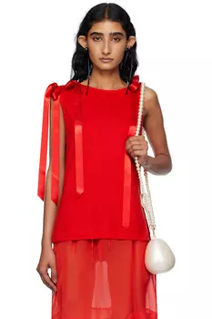 Топ-майка с бантом и разрезом сзади Simone Rocha, красный