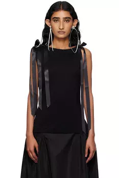 Топ-майка с бантом и разрезом сзади Simone Rocha, черный