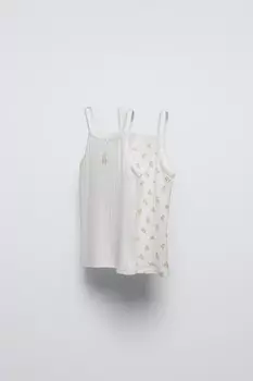 Топ-майки с прямым вырезом ZARA, экрю