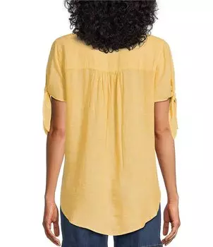 Топ маленького размера с завязкой и короткими рукавами в западном направлении с Y-образным вырезом Westbound, желтый