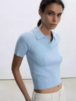 Топ Mango Alverta Polo Knit, цвет pastel blue