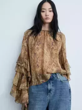 Топ Mango Carola Snake Print, разноцветный