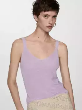 Топ Mango Kling Metallic Vest, фиолетовый