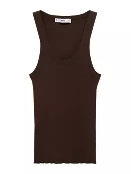 Топ MANGO Knitted Top RIRI, темно-коричневый