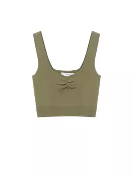 Топ MANGO Knitted Top ROSSO, оливковый