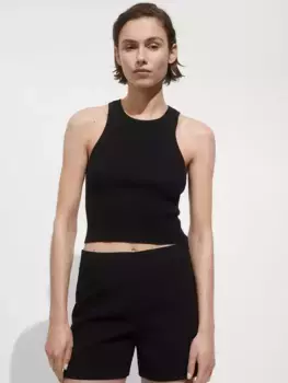 Топ Mango Orwell Rib Knit, черный