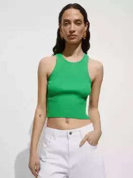 Топ Mango Orwell Rib Knit, зеленый