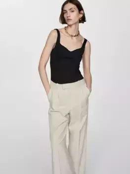 Топ Mango Rayo Sweetheart Neckline, черный