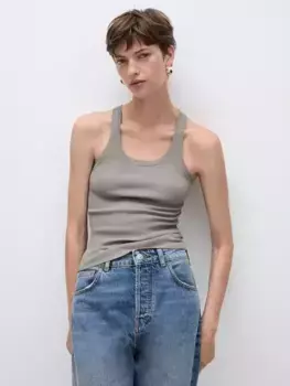 Топ Mango Riri Fine Knit, серый