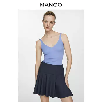 Топ Mango с V-образным вырезом, светло-голубой