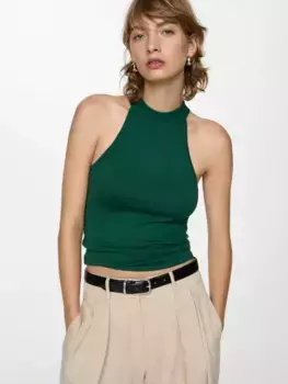 Топ Mango Seymour Halterneck Knit, темно-зеленый