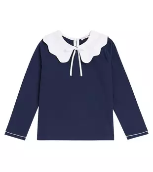 Топ Marina из хлопкового джерси La Coqueta, синий