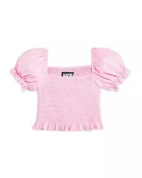 Топ Marlee со сборками и цветочным принтом на рукавах-фонариках для девочек — Big Kid KatieJnyc, розовый