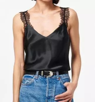 Топ Marlo с кружевной отделкой на бретелях черного цвета Cami NYC