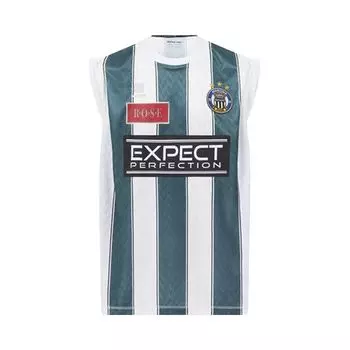 Топ Martine Rose Twist Sleeve Football Top 'White/Green Stripe', белый