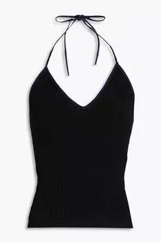 Топ Marubia из смесового льна в рубчик с воротником-хомутом JACQUEMUS, черный