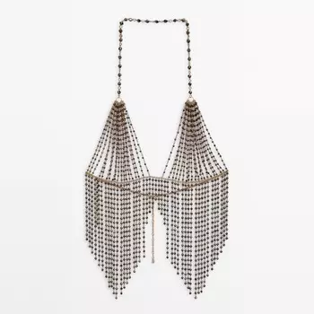 Топ Massimo Dutti Chain With Beads Studio, золотистый