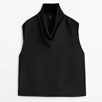 Топ Massimo Dutti Draped Neck, черный