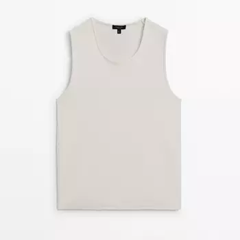 Топ Massimo Dutti Fitted Cotton Blend Tank, кремовый