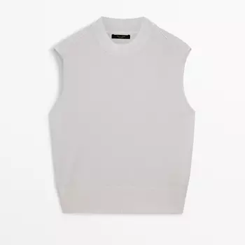 Топ Massimo Dutti Lyocell Blend With High Neck, кремовый
