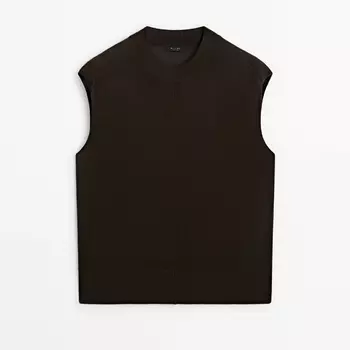 Топ Massimo Dutti Lyocell Blend With High Neck, коричневый