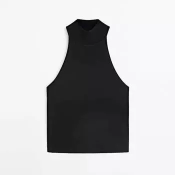 Топ Massimo Dutti Mock Turtleneck Knit, черный