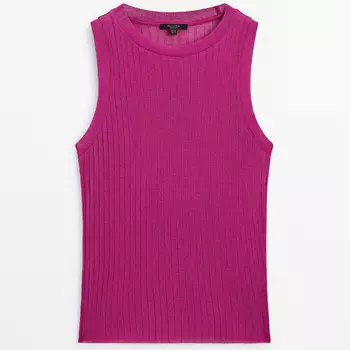 Топ Massimo Dutti Sleeveless Open-knit, фуксия