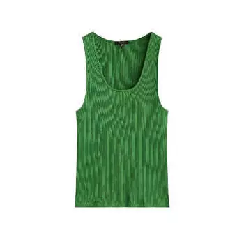 Топ Massimo Dutti Strappy Ribbed, зеленый