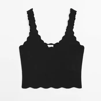 Топ Massimo Dutti Strappy Scalloped Details Studio, черный