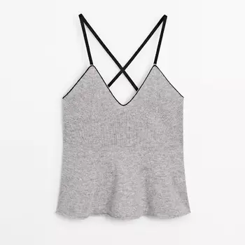 Топ Massimo Dutti Wool Blend Peplum - Studio, серый
