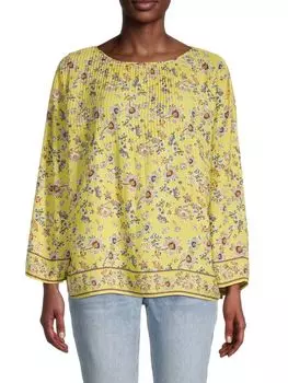 Топ Max Studio с вырезом лодочкой с цветочным принтом, желтый