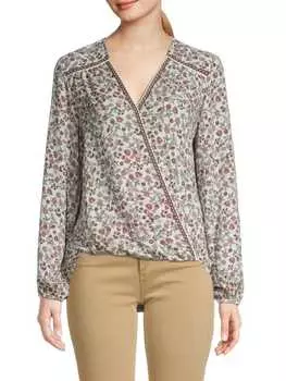 Топ Max Studio с запахом и геометрическим принтом, ivory