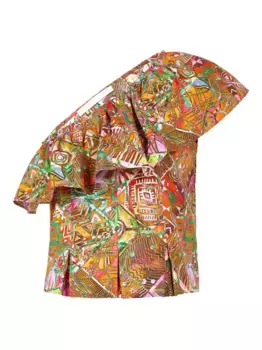 Топ McCauley на одно плечо с оборками Marie Oliver, коричневый