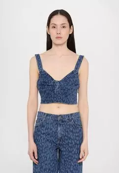 Топ MEKIRA Baum und Pferdgarten, синий деним