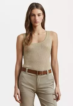Топ METALLIC RIB KNIT SWEATER TANK TOP Lauren Ralph Lauren, золотистый